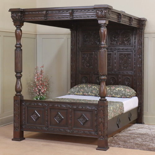 Mahogany four poster bed - mahogany,