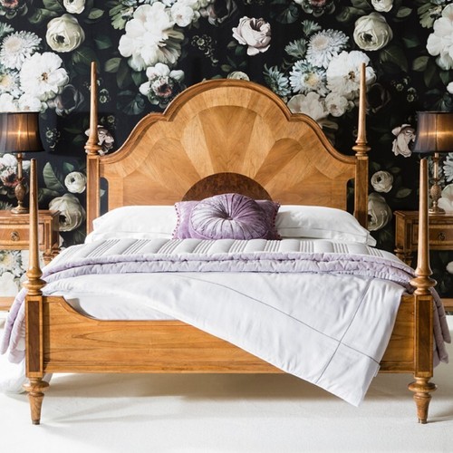 Poster bed walnut veneers - bed,
